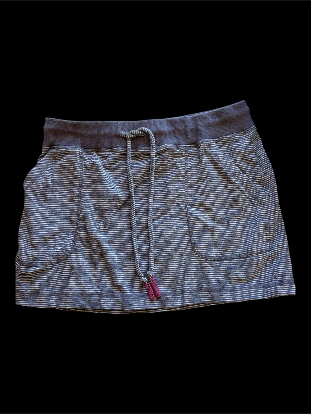 Quiksilver Gray Striped Drawstring Pocket Mini Skirt